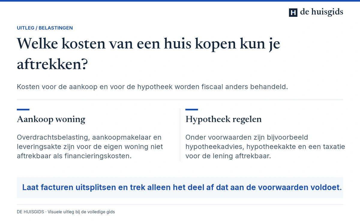 Verschil tussen kosten voor de woningaankoop en kosten voor het regelen van de eigenwoningschuld.