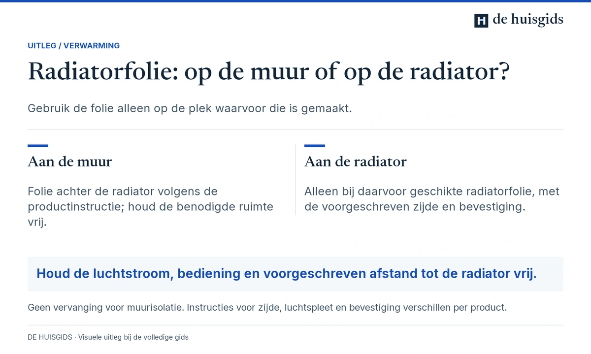 Verschil tussen radiatorfolie aan de muur en folie aan de achterkant van de radiator.